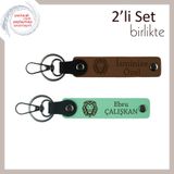 MiaWiki İsme Özel Aslan Başlı Anahtarlık 2'li Set, Standart, MH-KAN-38216x2, açık kahve-açık yeşil, üniseks-yetişkin