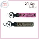 MiaWiki İsme Özel Boks Figürlü 2'li Anahtarlık Seti, Tek Ebat, MH-KAN-40261x2, pembe-kül gri, üniseks-yetişkin