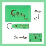 MiaWiki İsme Özel Cüzdan Ve Anahtarlık Set Fıstık Yeşil Göktürkçe Ayyıldız Tema, Medium, MH-KCA5729, üniseks-yetişkin