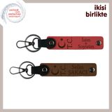 MiaWiki İsme Özel Deri Anahtarlık Ay Yıldız TC Motifli, Standart, MH-KAN-32947x2, nar çiçeği-açık kahve, üniseks-yetişkin