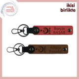 MiaWiki İsme Özel Deri Anahtarlık Ayyıldız Kurt Göktürk, 11.5 cm x 2.3 cm, MH-KAN-33372x2, nar çiçeği-açık kahve, üniseks-yetişkin