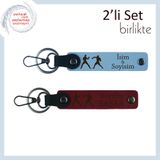 MiaWiki İsme Özel Deri Anahtarlık Combat Figürlü, Standart, MH-KAN-40130x2, gök mavi-bordo, üniseks-yetişkin