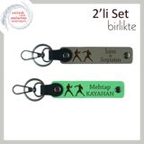 MiaWiki İsme Özel Deri Anahtarlık Hediyesi Combat Temalı, Standart, MH-KAN-40185x2, kül gri-fıstık yeşil, üniseks-yetişkin