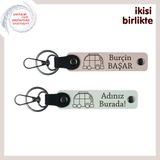 MiaWiki İsme Özel Deri Anahtarlık Karavan Takım, Standart, MH-KAN-35232x2, pudra-beyaz, üniseks-yetişkin