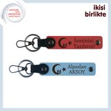 MiaWiki İsme Özel Deri Anahtarlık Seti, Standart, MH-KAN-34774x2, nar çiçeği-gök mavi, üniseks-yetişkin
