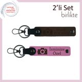 MiaWiki İsme Özel Fotoğraf Makinesi Temalı Anahtarlık, Standart, MH-KAN-39732x2, koyu kahve-pembe, üniseks-yetişkin
