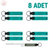MiaWiki İsme Özel Hatıra Deri Anahtarlık 8'li Set, Standart, MH-KAN8565X8, Koyu Turkuaz & Gri, üniseks-yetişkin