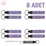 MiaWiki İsme Özel Hatıra Deri Anahtarlık 8'li Set, Standart, MH-KAN8571X8, Mor Menekşe & Gri, üniseks-yetişkin