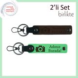 MiaWiki İsme Özel İkili Anahtarlık Hediyesi, Standart, MH-KAN-39724x2, koyu kahve-fıstık yeşil, üniseks-yetişkin
