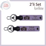 MiaWiki İsme Özel Kamera Anahtarlık Takımı, Standart, MH-KAN-39802x2, mor menekşe-mor menekşe, üniseks-yetişkin