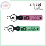 MiaWiki İsme Özel Kamera Temalı 2'li Anahtarlık Seti, Standart, MH-KAN-39829x2, pembe-açık yeşil, üniseks-yetişkin