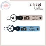 MiaWiki İsme Özel Kamera Temalı Anahtarlık Takımı, Standart, MH-KAN-39851x2, pudra-gök mavi, üniseks-yetişkin