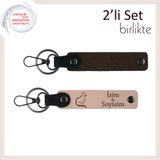 MiaWiki İsme Özel Kedi Figürlü Anahtarlık Seti, Standart, MH-KAN-40486x2, koyu kahve-yavru ağzı, üniseks-yetişkin