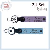 MiaWiki İsme Özel Kedi Temalı 2'li Anahtarlık Seti, Standart, MH-KAN-40546x2, mor menekşe-gök mavi, üniseks-yetişkin