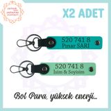 MiaWiki İsme Özel Manevi Güç Veren 520 741 8 Anahtarlık, Standart, MH-KAN5184x2, Yeşil-Koyu Turkuaz, üniseks-yetişkin