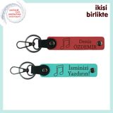 MiaWiki İsme Özel Nota Dokunuşu Anahtarlık Seti, Standart, MH-KAN-35858x2, nar çiçeği-turkuaz, üniseks-yetişkin