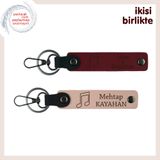 MiaWiki İsme Özel Nota Temalı Deri Anahtarlık Takımı, Standart, MH-KAN-35715x2, bordo-yavru ağzı, üniseks-yetişkin
