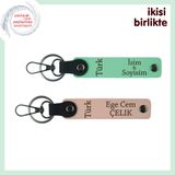 MiaWiki İsme Özel Türk Yazılı Deri Anahtarlık Seti, Standart, MH-KAN-34282x2, açık yeşil-yavru ağzı, üniseks-yetişkin