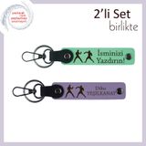MiaWiki İsme Özel Yazılı Anahtarlık Seti Boks Desenli, Standart, MH-KAN-39964x2, açık yeşil-mor menekşe, üniseks-yetişkin