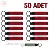 MiaWiki İsme Özel Yazılı Deri Anahtarlık 50'li Set, Standart, MH-KAN8559X50, Kırmızı & Gri, üniseks-yetişkin