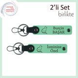 MiaWiki İsme Özel Yazılı Deri Anahtarlık Kedili, Standart, MH-KAN-40380x2, açık yeşil-açık yeşil, üniseks-yetişkin