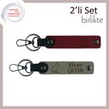MiaWiki İsme Özel Yazılı Deri Anahtarlık Kedili, Standart, MH-KAN-40423x2, bordo-kül gri, üniseks-yetişkin