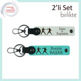 MiaWiki İsme Yazılabilir Anahtarlık Seti Boks Figürlü, Standart, MH-KAN-39988x2, beyaz-turkuaz, üniseks-yetişkin