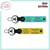 MiaWiki İsme Yazılabilir Deri Anahtarlık Turkuaz-Sarı, Standart, MH-KAN-32403x2, turkuaz-sarı, üniseks-yetişkin