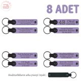 MiaWiki İsme Yazılan Deri Hediyelik Anahtarlık 8'li Set, Standart, MH-KAN8573X8, Mor Menekşe & Siyah, üniseks-bebek