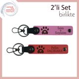 MiaWiki Kalpli Pati Deri Anahtarlık Seti Pembe-Nar Çiçeği, Standart, MH-KAN-36944x2, pembe-nar çiçeği, üniseks-yetişkin