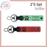 MiaWiki Kalpli Pati Desenli Anahtarlık Set, Tek Ebat, MH-KAN-36746x2, açık yeşil-nar çiçeği, üniseks-yetişkin