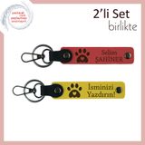 MiaWiki Kalpli Pati Desenli Deri Anahtarlık Seti, Standart, MH-KAN-36929x2, nar çiçeği-sarı, üniseks-yetişkin
