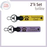 MiaWiki Kalpli Pati Figürlü Kişisel Deri Anahtarlık, Standart, MH-KAN-36979x2, sarı-mor menekşe, üniseks-yetişkin