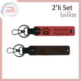 MiaWiki Kalpli Pati Motifli Deri Anahtarlık Set, Standart, MH-KAN-36921x2, nar çiçeği-koyu kahve, üniseks-yetişkin