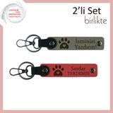 MiaWiki Kalpli Pati Temalı Hediyelik Anahtarlık Seti, Standart, MH-KAN-36872x2, kül gri-nar çiçeği, üniseks-yetişkin