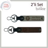 MiaWiki Kaplan Başlı Deri Anahtarlık İsme Özel, Standart, MH-KAN-38365x2, kül gri-koyu kahve, üniseks-yetişkin