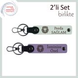 MiaWiki Kaplan Desenli 2'li Anahtarlık Beyaz-Mor, Tek Ebat, MH-KAN-38261x2, beyaz-mor menekşe, üniseks-yetişkin