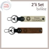MiaWiki Kaplan Motifli İsim Yazılabilir Deri Anahtarlık, Standart, MH-KAN-38485x2, sütlü kahve-açık kahve, üniseks-yetişkin