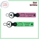 MiaWiki Karavan Desenli Deri Anahtarlık İkili Set, Standart, MH-KAN-35216x2, pembe-fıstık yeşil, üniseks-yetişkin