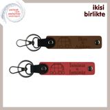MiaWiki Karavan Desenli Kişisel Deri Anahtarlık Seti, Standart, MH-KAN-34906x2, açık kahve-nar çiçeği, üniseks-yetişkin