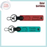 MiaWiki Karavan Hayatına Dair Kişisel Deri Anahtarlık, Standart, MH-KAN-35201x2, nar çiçeği-koyu turkuaz, üniseks-yetişkin