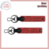 MiaWiki Karavan Motifli İsim Yazılabilir Deri Anahtarlık, Tek Ebat, MH-KAN-35205x2, nar çiçeği-nar çiçeği, üniseks-yetişkin