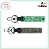 MiaWiki Karavan Motifli Kişiselleştirilebilir Anahtarlık, Tek Ebat, MH-KAN-34921x2, açık yeşil-kül gri, üniseks-yetişkin