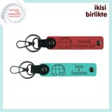 MiaWiki Karavan Temalı Deri Anahtarlık Çifti, Standart, MH-KAN-35210x2, nar çiçeği-turkuaz, üniseks-yetişkin