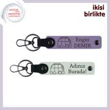 MiaWiki Karavanlı Kişisel Deri Anahtarlık Mor Menekşe, Standart, MH-KAN-35178x2, mor menekşe-beyaz, üniseks-yetişkin