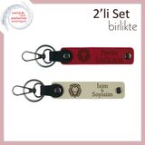 MiaWiki Kardeşe Aslan Temalı Deri Anahtarlık Seti, Standart, MH-KAN-38392x2, kırmızı-sütlü kahve, erkek