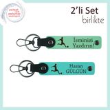 MiaWiki Kardeşe İsim Yazılabilir Futbol Anahtarlık, Standart, MH-KAN-39322x2, açık yeşil-turkuaz, erkek