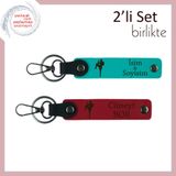 MiaWiki Kardeşe Yazı Eklenebilir Anahtarlık, Standart, MH-KAN-38998x2, koyu turkuaz-kırmızı, erkek