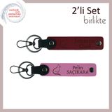 MiaWiki Kedi Figürlü İsme Özel 2'li Anahtarlık Seti, Standart, MH-KAN-40427x2, bordo-pembe, üniseks-yetişkin