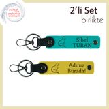 MiaWiki Kedi Temalı İsme Özel 2'li Anahtarlık Seti, Standart, MH-KAN-40501x2, koyu turkuaz-sarı, üniseks-yetişkin